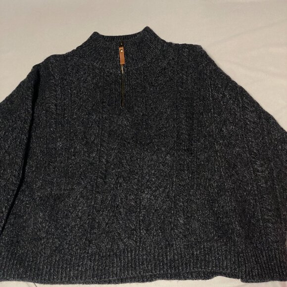 Vintage Inis Crafts 100% Merino Wool Cable Knit Sweater Medium Gray 1/4 Zip - Picture 9 of 16